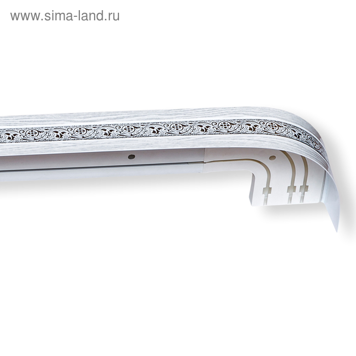 Карниз трёхрядный «Грация», ширина 380 см, серебро, цвет патина белая - Фото 1