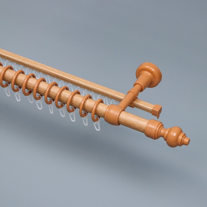 Карниз двухрядный, ширина 140 см, d=28 мм, пластиковые элементы, цвет светлый дуб - Фото 1