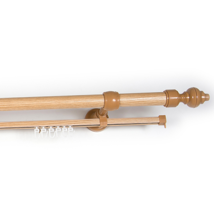 Карниз с U-шиной, ширина 400 см, d=28 мм, пластиковые элементы, цвет светлый дуб