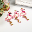 Декор для творчества фетр "Фламинго в короне" блеск набор 3 шт 7х3 см - фото 20915446