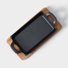 Сковорода чугунная «Прямоугольник», 25×12 см, с ручками, на деревянной подставке - Фото 2