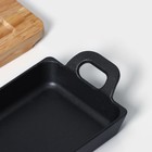 Сковорода чугунная «Прямоугольник», 25×12 см, с ручками, на деревянной подставке - Фото 5