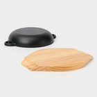 Сковорода «Жаровня», d=19 см, на деревянной подставке, индукция, чугун, чёрная - Фото 6