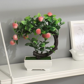 Бонсай искусственный в горшке «Персики», 10×17.5 см, МИКС