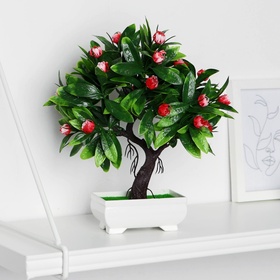 Бонсай искусственный в горшке «Волнистые цветы», 10×24 см, МИКС