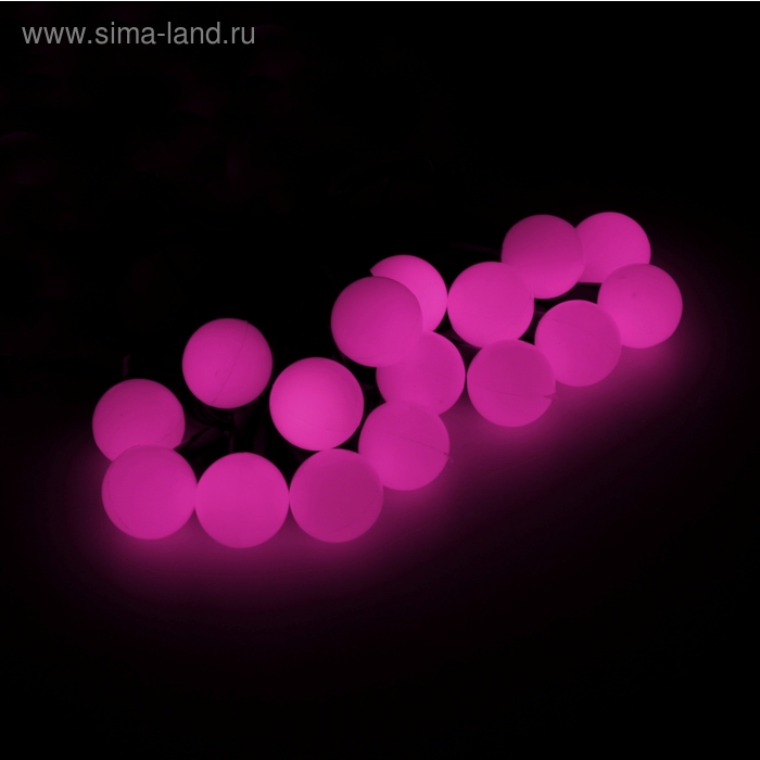 Гирлянда "Нить" уличная с насадками "Шарики d=1,5 см" 6 м, LED-50-220V, 8 режимов, нить тёмная, свечение розовое - Фото 1