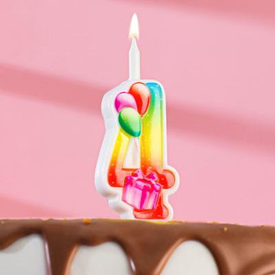 Свеча для торта цифра "Подарок", 9,9 см, цифра "4"