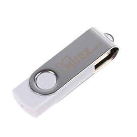 Флешка Mirex SWIVEL WHITE, 64 Гб, USB2.0, чт до 25 Мб/с, зап до 15 Мб/с,  белый-серый