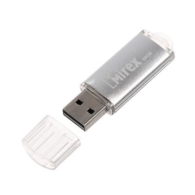 Флешка Mirex UNIT SILVER, 64 Гб, USB2.0, чт до 25 Мб/с, зап до 15 Мб/с, цвет серебро