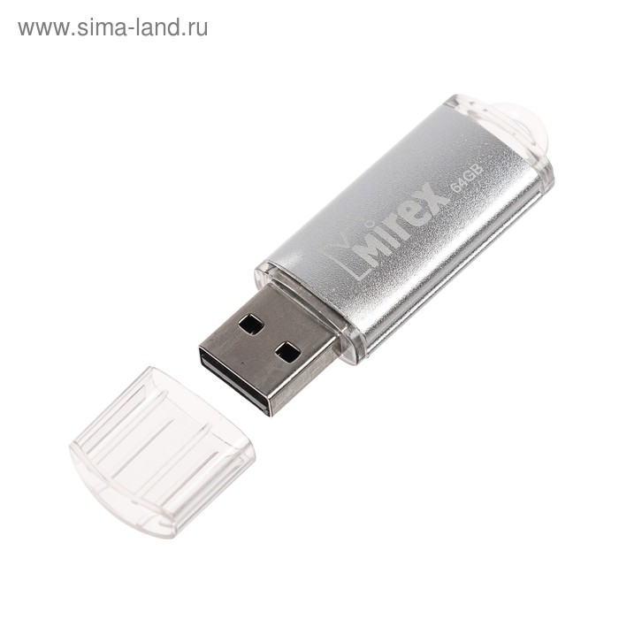 Флешка Mirex UNIT SILVER, 64 Гб, USB2.0, чт до 25 Мб/с, зап до 15 Мб/с, цвет серебро - Фото 1