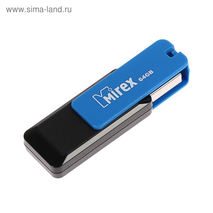 Флешка Mirex CITY BLUE, 64 Гб, USB2.0, чт до 25 Мб/с, зап до 15 Мб/с, цвет черный-синий - Фото 1