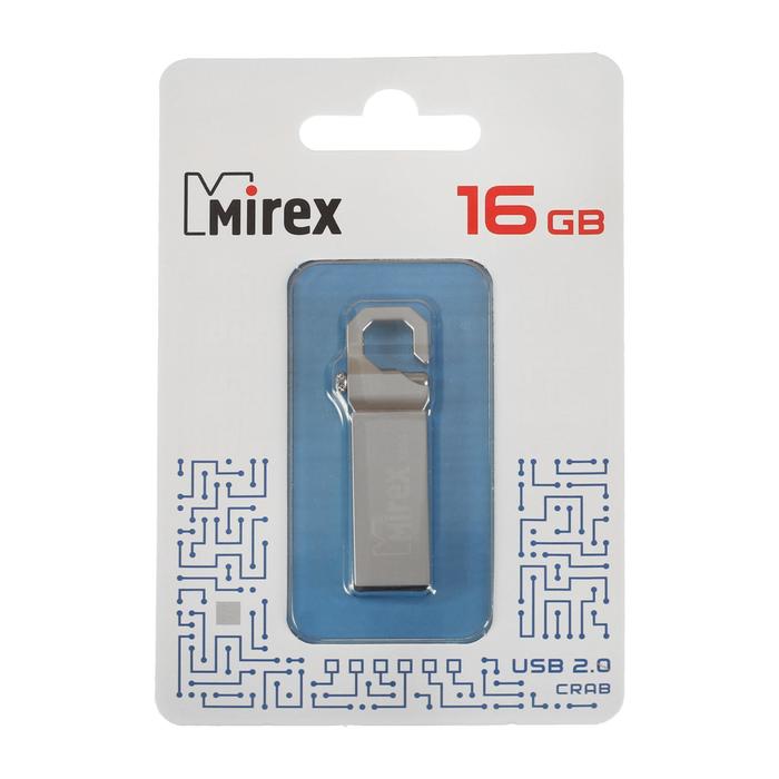 Флешка Mirex CRAB, 16 Гб, USB2.0, чт до 25 Мб/с, зап до 15 Мб/с, цвет серебристый - фото 51296092