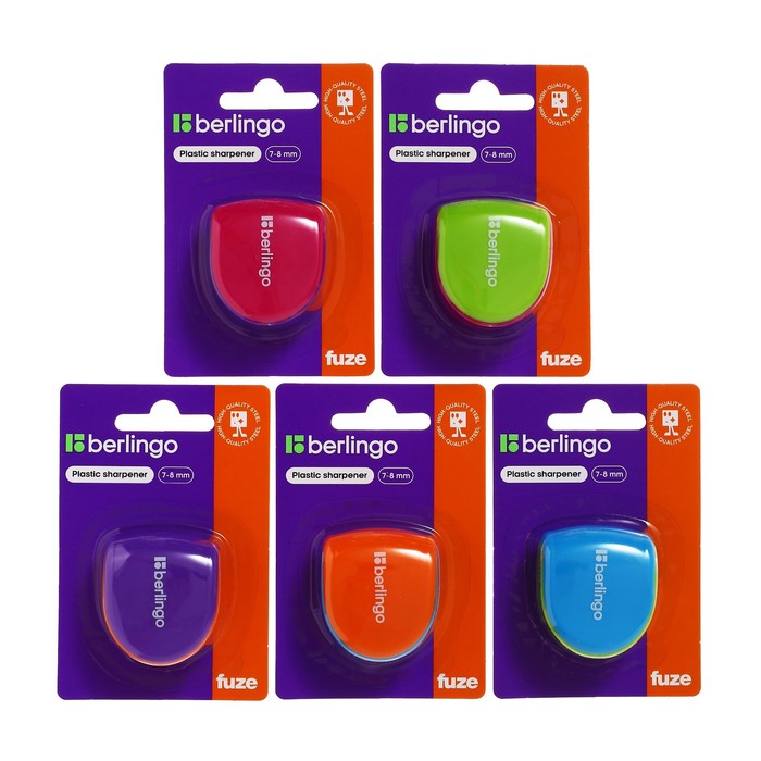 Точилка Berlingo «Fuze Ergo», 1 отверстие, с контейнером, пластиковая, блистер, европодвес, МИКС - Фото 1