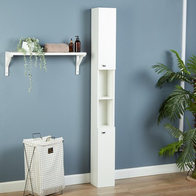 Шкаф - пенал напольный узкий для ванной комнаты «Клик Мебель. Вега 16», 2000×200×200 мм, цвет белый