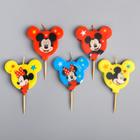 Свеча для торта "С Днем Рождения!", 5 штук, Микки Маус - фото 24718587