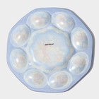 Подставка для яиц 8 ячеек Доляна «Русские мотивы», d=21 см, стекло, синяя - Фото 6