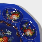 Подставка для яиц 8 ячеек Доляна «Русские мотивы», d=21 см, стекло, синяя - Фото 8