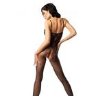 Эротическое белье, прозрачный bodysuit, с доступом, с рисунком, р-р 42-50, черный - Фото 3