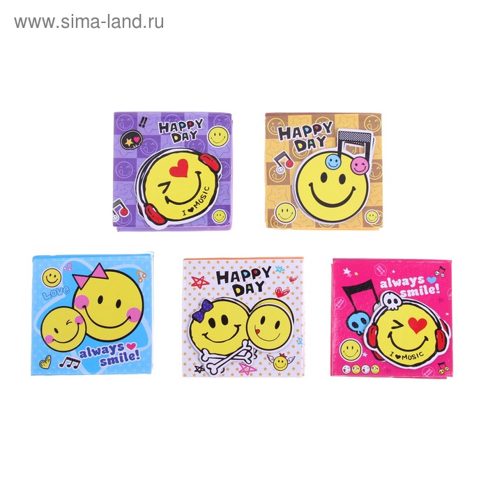 Блокнот «Смайлики» (А7, 100 цветных листов, твёрдая обложка), МИКС - Фото 1