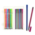 Фломастеры 12 цветов Полоски в пластиковом пенале,вентилируемый колпачок,МИКС - Фото 1