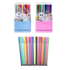 Фломастеры 18 цветов Полоски в пластиковом пенале,вентилируемый колпачок,МИКС - Фото 1