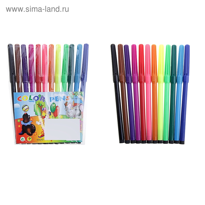 Фломастеры 12 цветов - Фото 1
