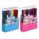 Фломастеры 12 цветов Jambo, утолщённые, в пластиковом пенале, вентилируемый колпачок, МИКС - Фото 1