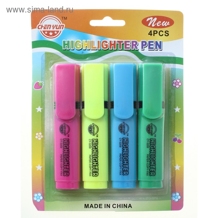 Набор маркеров текстовыделителей 4 цвета - Фото 1