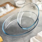 Формы для запекания Paşabahçe Borcam, 2 предмета: 3 л, 1.5 л, жаропрочное стекло, прозрачные - Фото 1