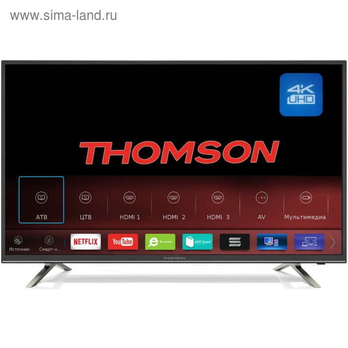 Телевизор Thomson T49USM5200, 49", 3840x2160, DVB-T2/C/S2, 3x HDMI, 2xUSB, SmartTV, черный - Фото 1