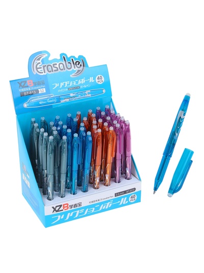 Стираемая ручка, шариковая, синий стержень, узел 0.5 мм, МИКС