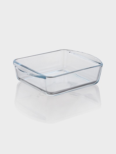 Форма для запекания Paşabahçe Borcam, 1.04 л, 20.9×16.5 см, прямоугольная, жаропрочное стекло, прозрачная