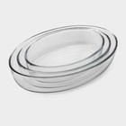 Формы для запекания Paşabahçe Borcam, 3 предмета: 1.5 л, 2.3 л, 3.2 л, жаропрочное стекло, прозрачные - Фото 4