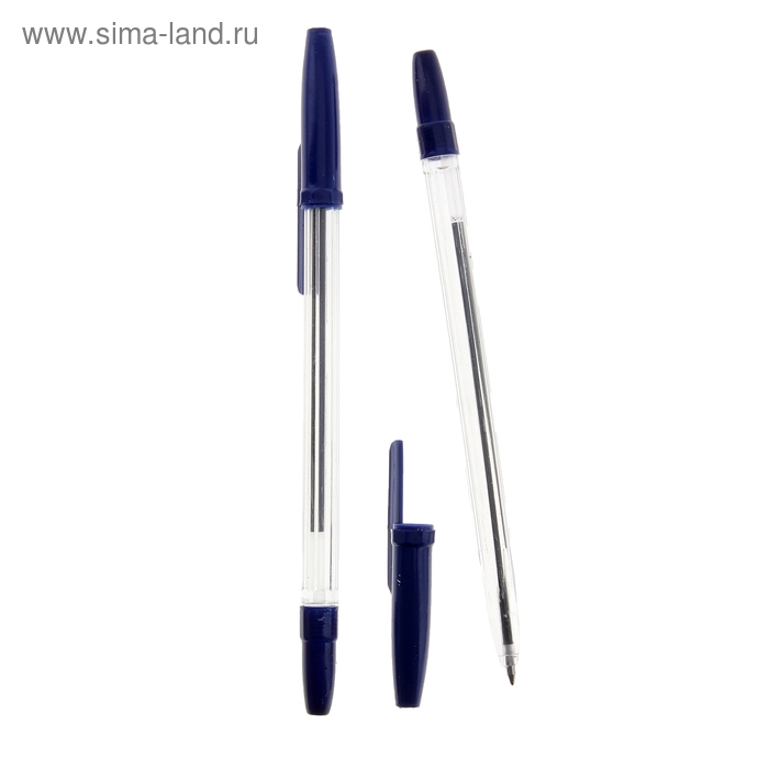 Ручка шариковая с колпачком, стержень синий - Фото 1