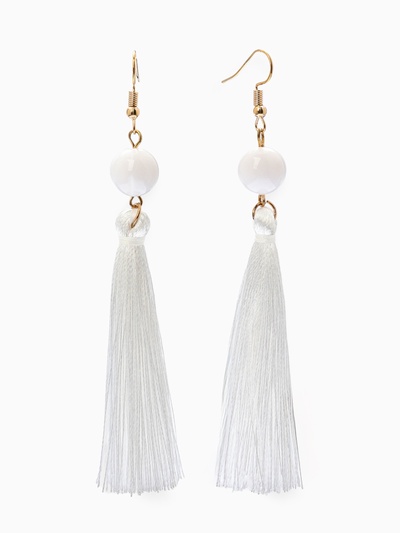 Серьги «Кисти» агата, цвет белый в золоте, L кисти 6.5 см