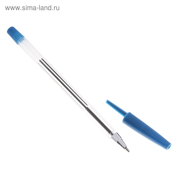 Ручка шариковая с колпачком, стержень синий - Фото 1