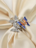Кольцо для платка «Бабочки», цветное в серебре - Фото 6