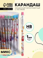 Карандаш секционный «Ассорти», НВ, с ластиком, МИКС - Фото 1