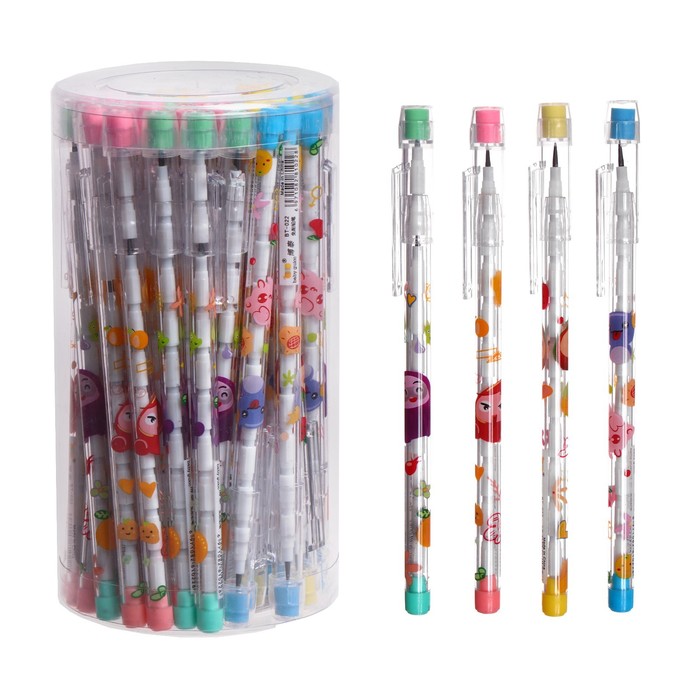 Карандаш секционный «Ассорти», НВ, с ластиком, МИКС - Фото 1