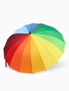 Зонт - трость полуавтоматический «Радуга», эпонж, 16 спиц, R=61/70 см, D=122 см, разноцветный - Фото 1