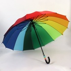 Зонт - трость полуавтоматический «Радуга», эпонж, 16 спиц, R=61/70 см, D=122 см, разноцветный - Фото 3