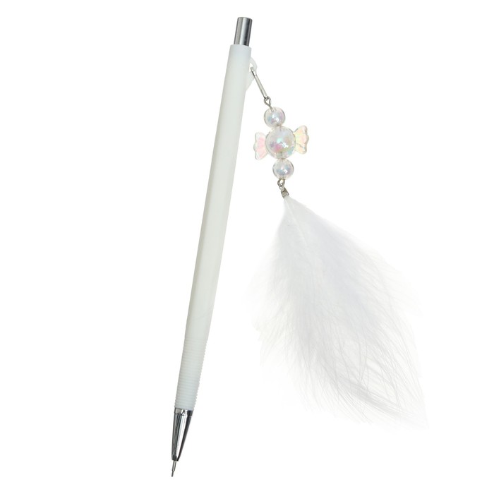 Карандаш механический "Перья", 0,5 мм, корпус белый, на бусинках, в пакете (штрихкод на штуке) - Фото 1