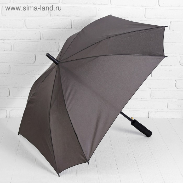Зонт - трость полуавтоматический «Однотонный», прорезиненная ручка, 8 спиц, R = 52 см, цвет серый - Фото 1