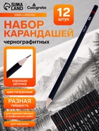 Набор карандашей чернографитных Calligrata, 12 штук, разная твёрдость, шестигранные, деревянные - Фото 2