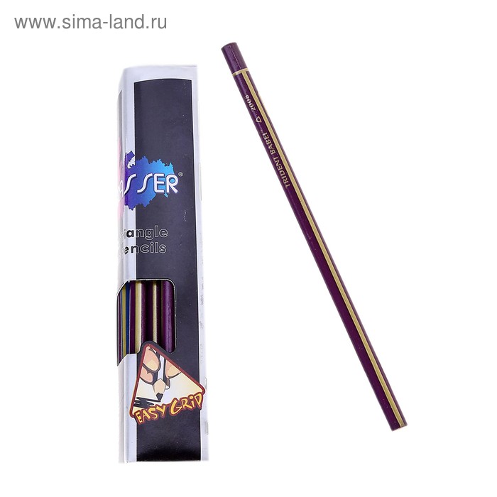 Карандаш чёрнографитный треугольный НВ Brasser, 12шт. - Фото 1