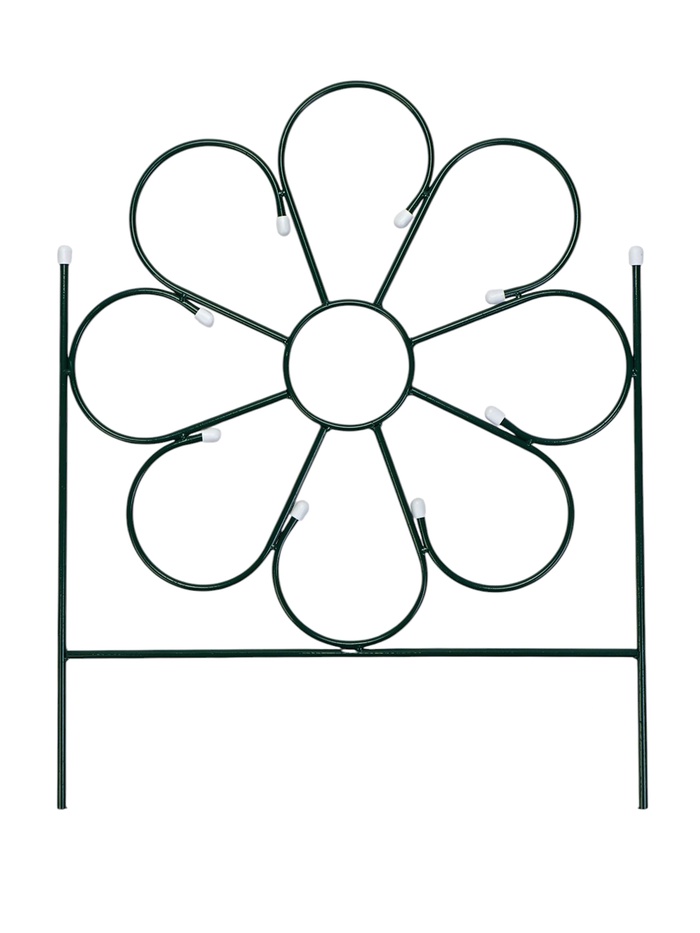 Ограждение декоративное, 75×305 см, 5 секций, металл, зелёное, «Ромашка»