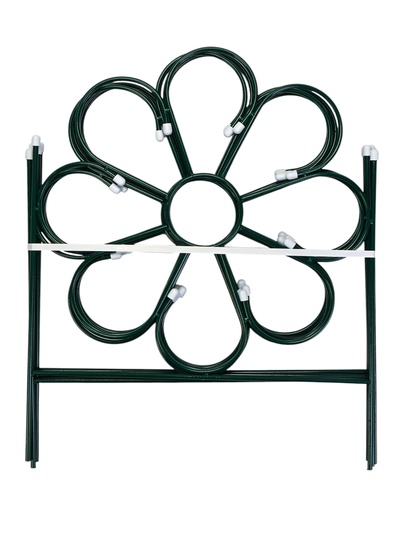 Ограждение декоративное, 75×305 см, 5 секций, металл, зелёное, «Ромашка»