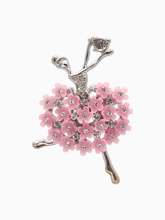 Брошь «Балерина» женственность, цвет розовый в серебре - Фото 1