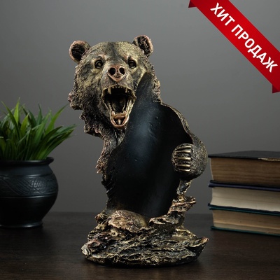 Подставка для бутылки «Медведь», под бронзу 15×16×25 см