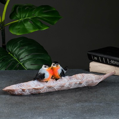 Подставка "Лист со снегирями" 41х12х9см